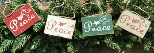 Peace Wooden Christmas Ornament, Distressed Ornament, Holiday Ornament, Christmas Tree Ornament, Christmas Decoration, Christmas Home Decor