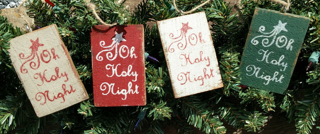 Oh Holy Night Wooden Christmas Ornament, Distressed Ornament, Holiday Ornament, Christmas Tree Ornament, Christmas Decoration