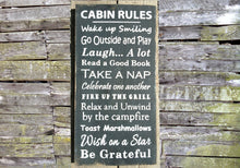 Load image into Gallery viewer, Cabin Rules Wooden Sign, Cabin Rules Distressed Sign, Cabin Rules Rustic Sign, Cabin Rules Garden Sign, Cabin Rules Home Decor, Cabin Rules
