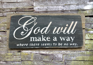 God Will Make a Way Wooden Sign, God Will Make a Way Rustic Sign, Inspirational Sign, Home Decor, Wood Sign, Wooden Sign, Handmade Sign,