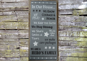 In Our House Patriotic Wooden Sign, In Our House Patriotic Distressed Sign, Wooden Sign Home Decor, Rustic Wooden Sign